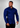 Deep blue muscle fit shirt on an athletically built model, showcasing the athletic fit design that enhances physique, with stretch fabric for comfort and mobility