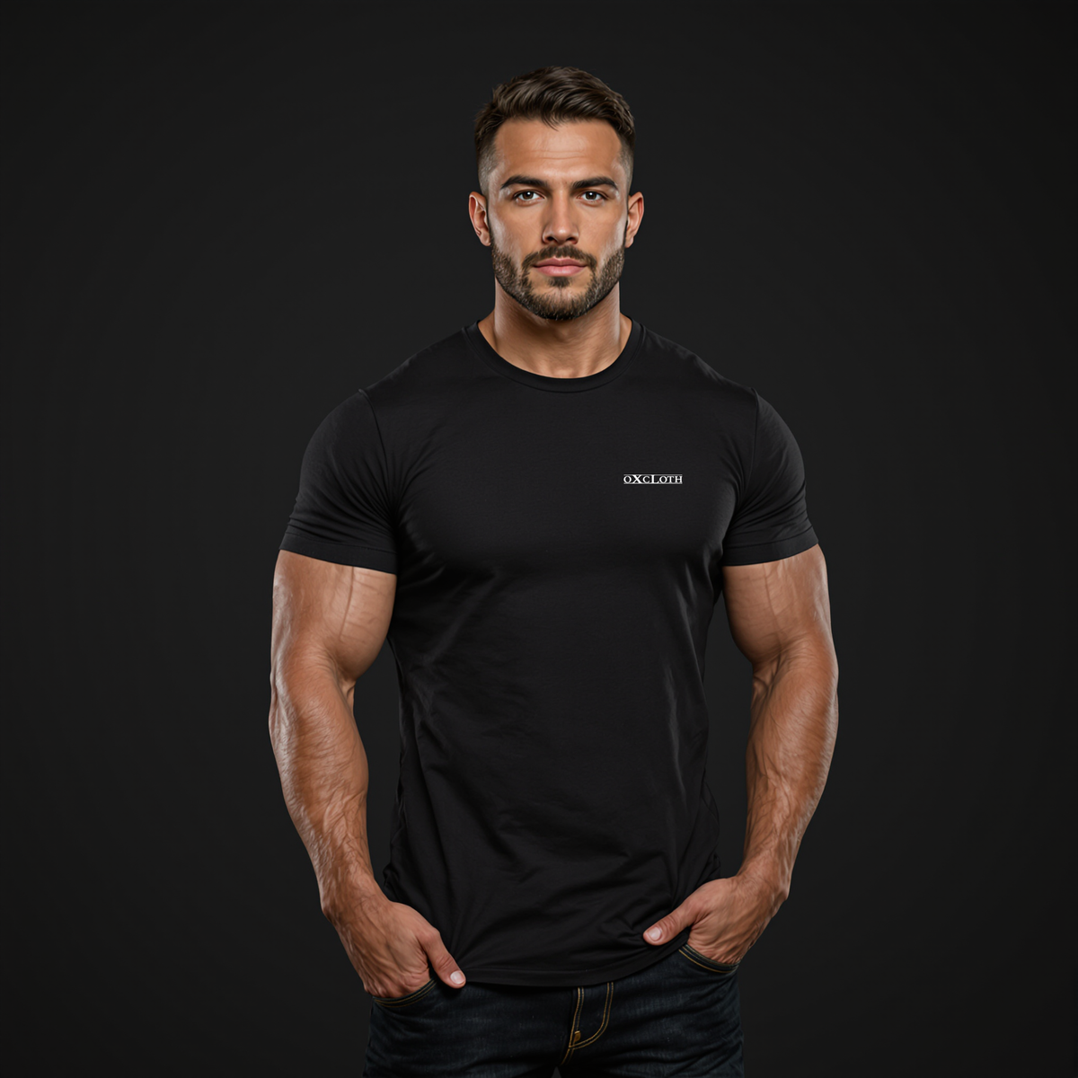 Muscle Fit Black T-Shirt For Athletes and Bodybuilders | Oxcloth