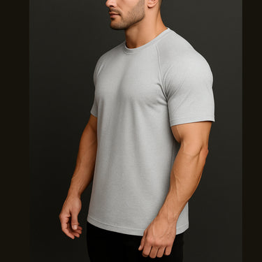 Back Logo Raglan Tee – Athletic Heather