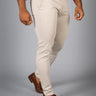 Oxcloth Beige Athletic fit chinos offering a perfect blend of comfort and style for well-built physiques, with a contoured waist and muscle fit design for an on-trend appearance.